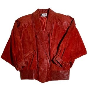 Vintage G-III Leather Fashions Red Lined Leather Jacket 80s 90s -M-